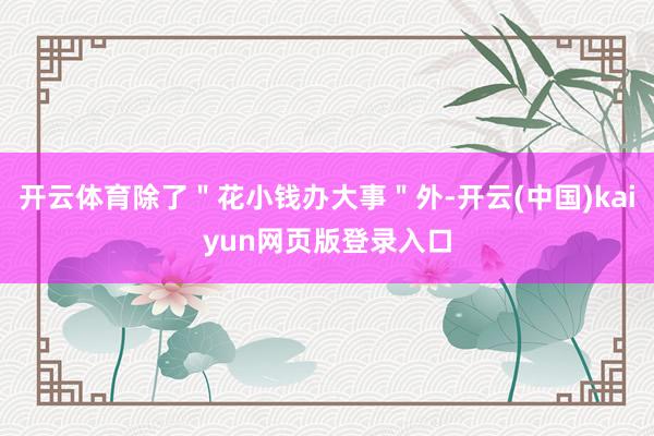 开云体育除了＂花小钱办大事＂外-开云(中国)kaiyun网页版登录入口