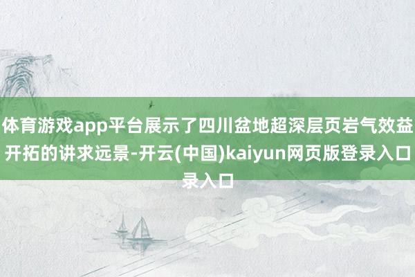 体育游戏app平台展示了四川盆地超深层页岩气效益开拓的讲求远景-开云(中国)kaiyun网页版登录入口
