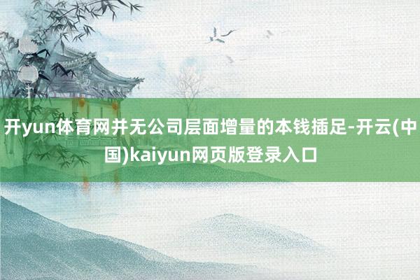 开yun体育网并无公司层面增量的本钱插足-开云(中国)kaiyun网页版登录入口
