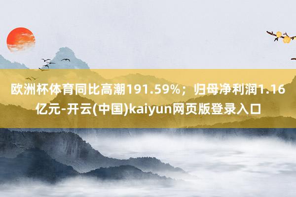 欧洲杯体育同比高潮191.59%;归母净利润1.16亿元-开云(中国)kaiyun网页版登录入口