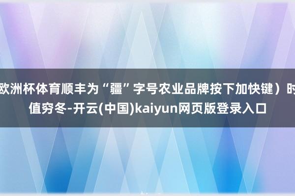 欧洲杯体育顺丰为“疆”字号农业品牌按下加快键）时值穷冬-开云(中国)kaiyun网页版登录入口