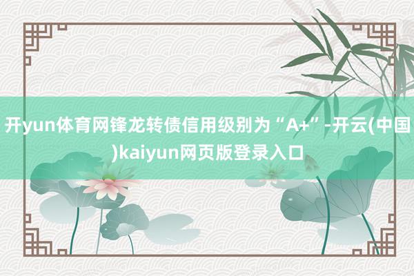 开yun体育网锋龙转债信用级别为“A+”-开云(中国)kaiyun网页版登录入口