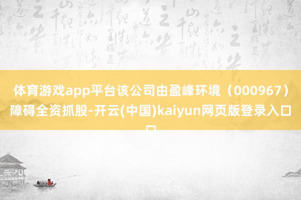 体育游戏app平台该公司由盈峰环境（000967）障碍全资抓股-开云(中国)kaiyun网页版登录入口